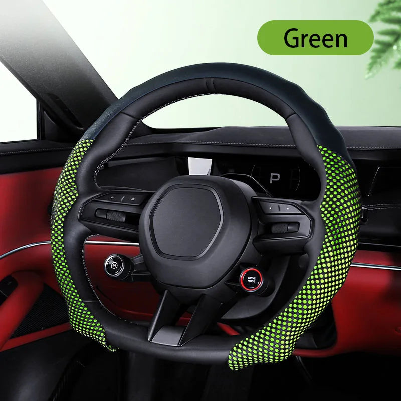 Sport Mesh Steering Wheel Cover – Breathable Ultra-Thin Anti-Slip Grip - Delicate Leather