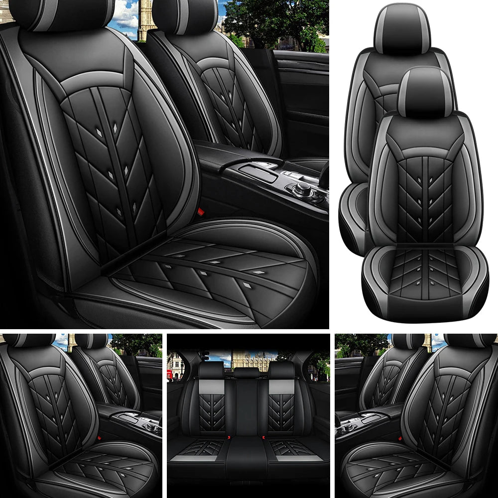 Universal 5-Seater PU Leather Car Seat Covers – Full Set Front & Rear Waterproof Cushions
