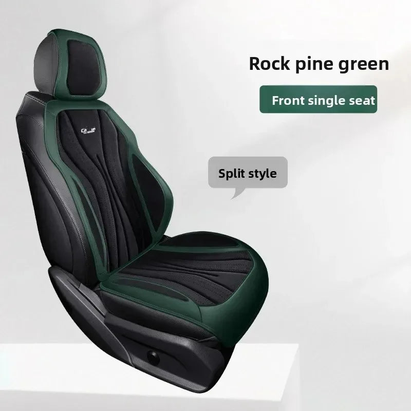 Luxury Suede Leather Car Seat Cover – Full Set Non-Slip Seat Cushion, Universal Car Interior Protection - Delicate Leather