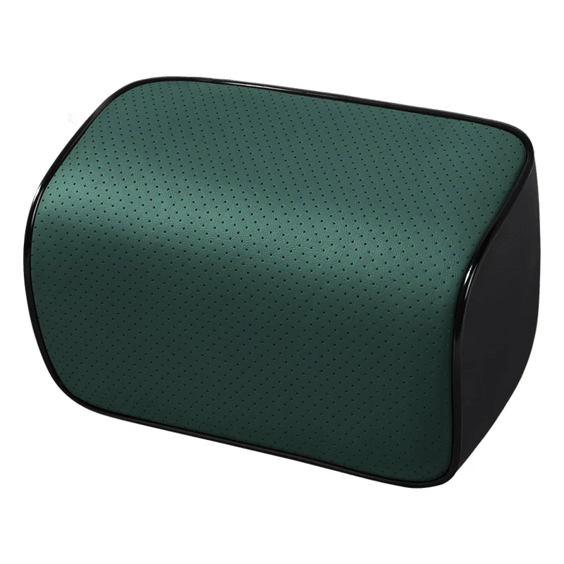 Universal Car Headrest and Lumbar Support Pillow – Memory Foam Neck & Waist Cushion for Car Interior - Delicate Leather