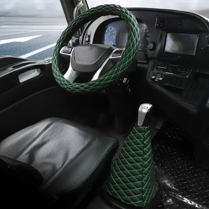 Universal Heavy-Duty Steering Wheel Cover 38cm– Anti-Slip Grip for Truck, Van, Bus & Lorry - Delicate Leather