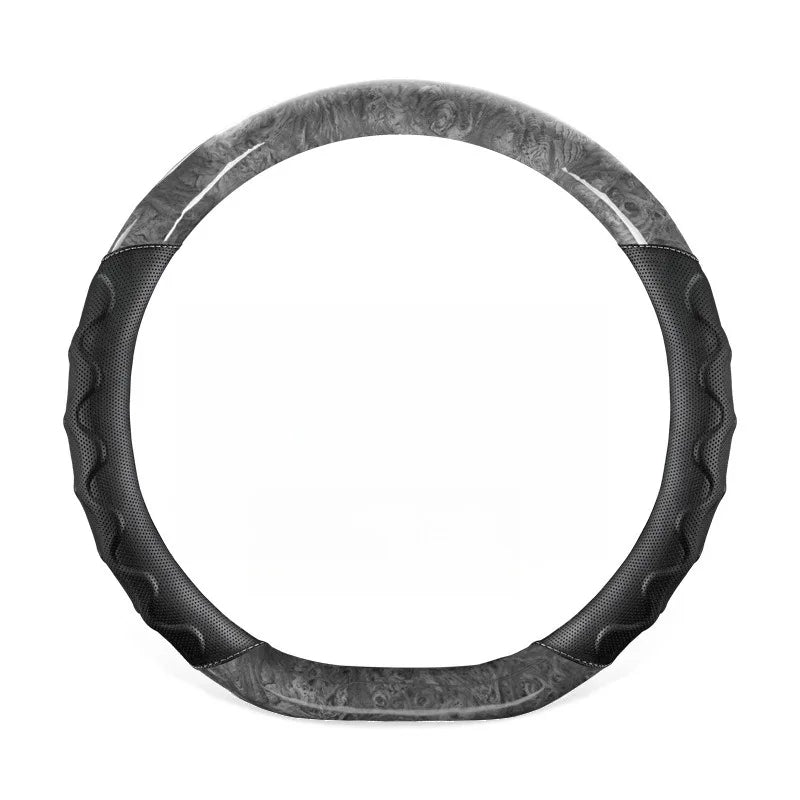 Wood Grain Steering Wheel Cover – Leather-Style Anti-Slip Universal Grip - Delicate Leather