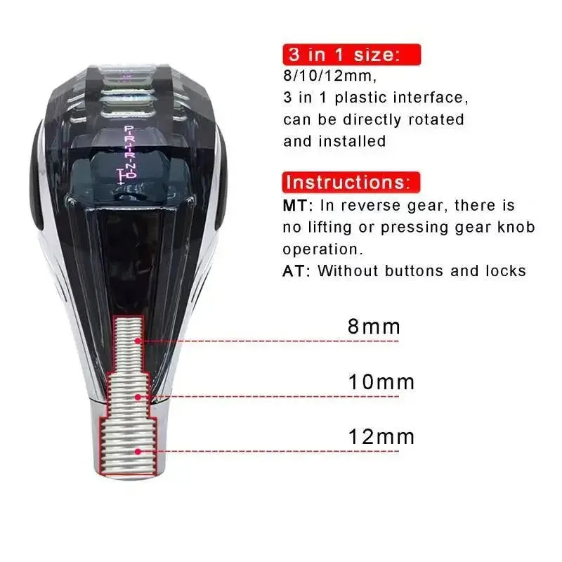 Universal Crystal LED Gear Shift Knob | Stylish Car Gear Head with Illuminated Design (SP17) - Delicate Leather