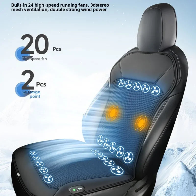 Car Cigarette Lighter Powered 24 Fans Universal Air Conditioning Seat Cover Cooling Car Seat Cushions Car Ventilated Seat Cover - Delicate Leather