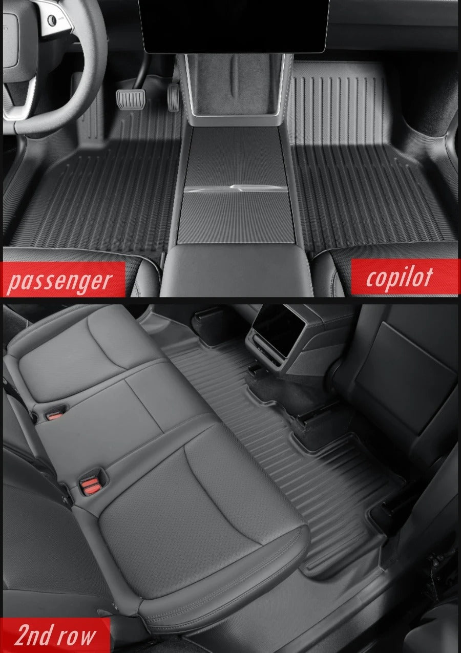 Tesla Model Y All-Weather Floor Mats - Delicate Leather