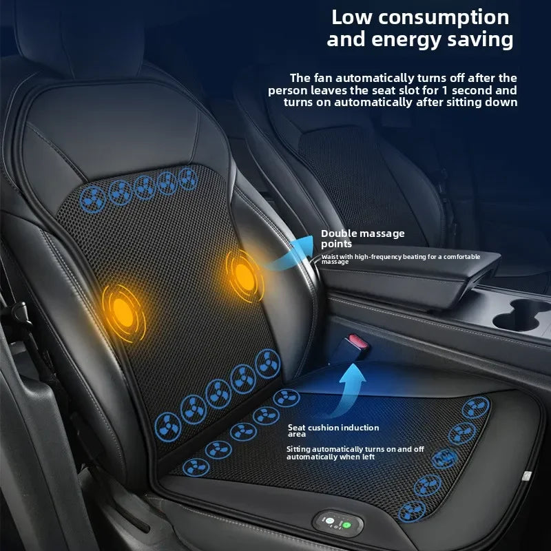 Car Cigarette Lighter Powered 24 Fans Universal Air Conditioning Seat Cover Cooling Car Seat Cushions Car Ventilated Seat Cover - Delicate Leather