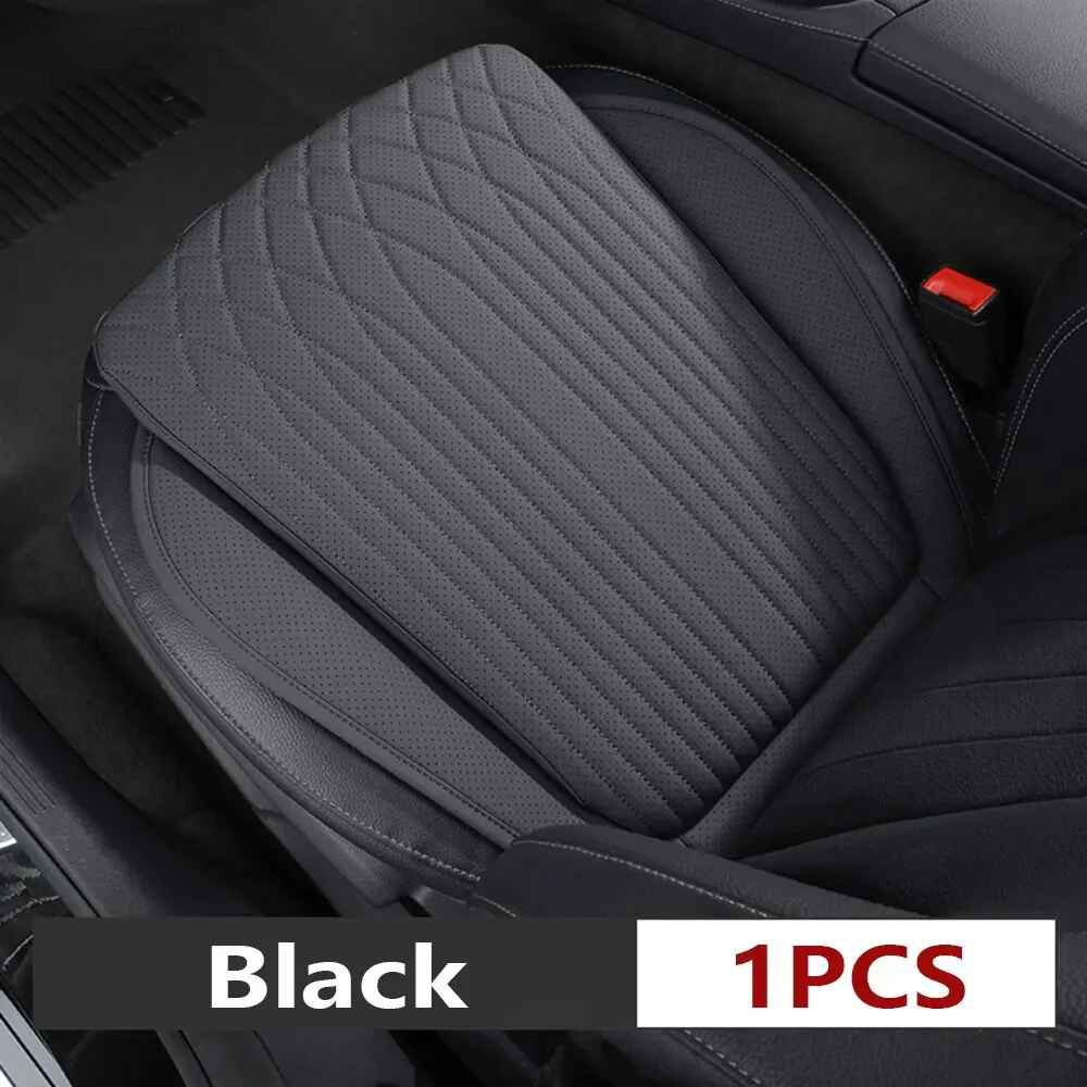 All-Season Nappa Leather Car Seat Cushion - Universal Driver's Front Seat Protector - Delicate Leather