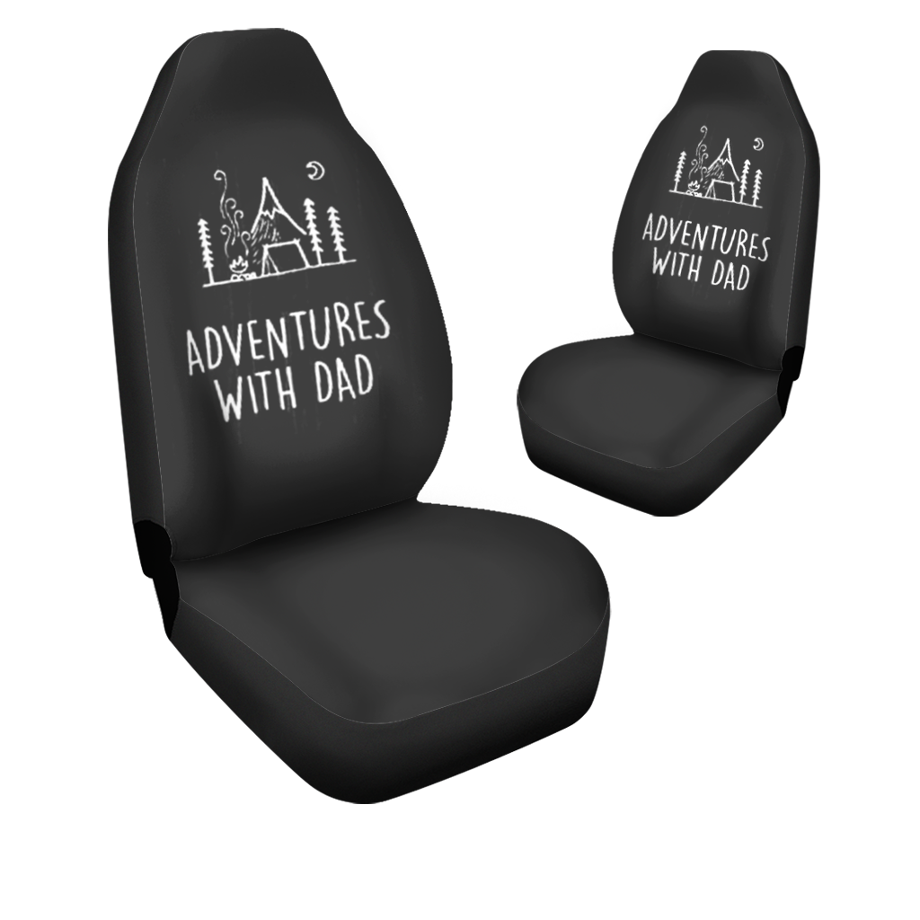 Adventures With Dad Car Seat Covers, Car Seat Covers for Men, Custom For Your Cars, Car Bucket Seat Protection Airbag Compatible 2 PCS, Car Accessories, Happy Father's Day, Father's Day Gift - Delicate Leather