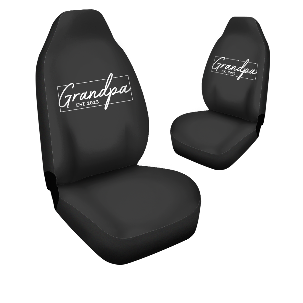 Personalize Grandpa Gift For Fathers Day, Customized Grandpa Car Seat Covers, Custom For Your Cars, Car Bucket Seat Protection Airbag Compatible 2 PCS, Car Accessories, Happy Father's Day, Father's Day Gift - Delicate Leather
