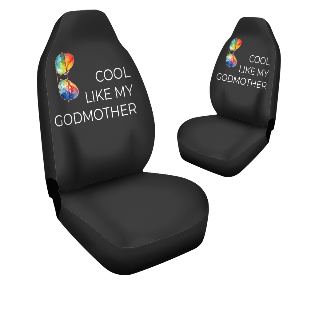 Cool Like My Godmother Car Seat Covers, The Godmother Gift, Custom For Your Cars, Car Bucket Seat Protection Airbag Compatible 2 PCS, Car Accessories, Mother’s Day gift, Gifts For Mom - Delicate Leather