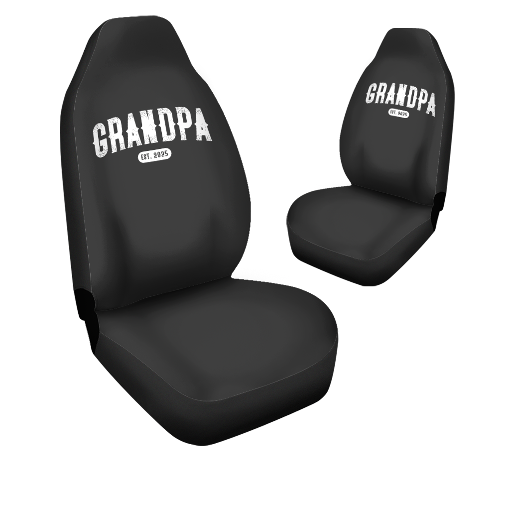 Retro Personalized Grandpa Car Seat Covers, Cool Grandpa Car Seat Covers, Custom For Your Cars, Car Bucket Seat Protection Airbag Compatible 2 PCS, Car Accessories, Happy Father's Day, Father's Day Gift - Delicate Leather