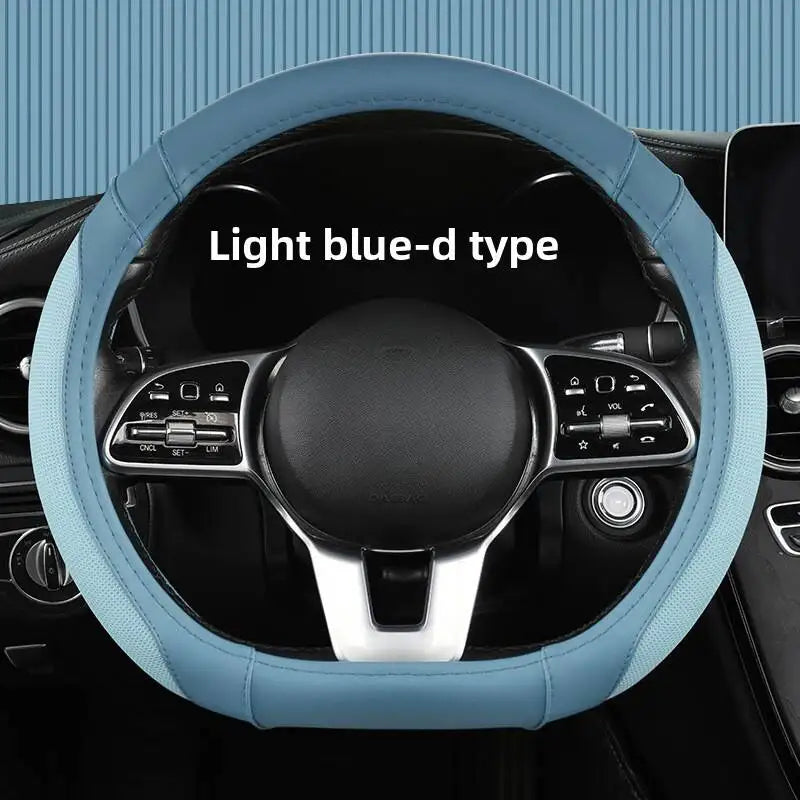 Easy-to-Clean Steering Wheel Cover 38cm (15in) – Universal Non-Slip Handle Protector for All Seasons - Delicate Leather