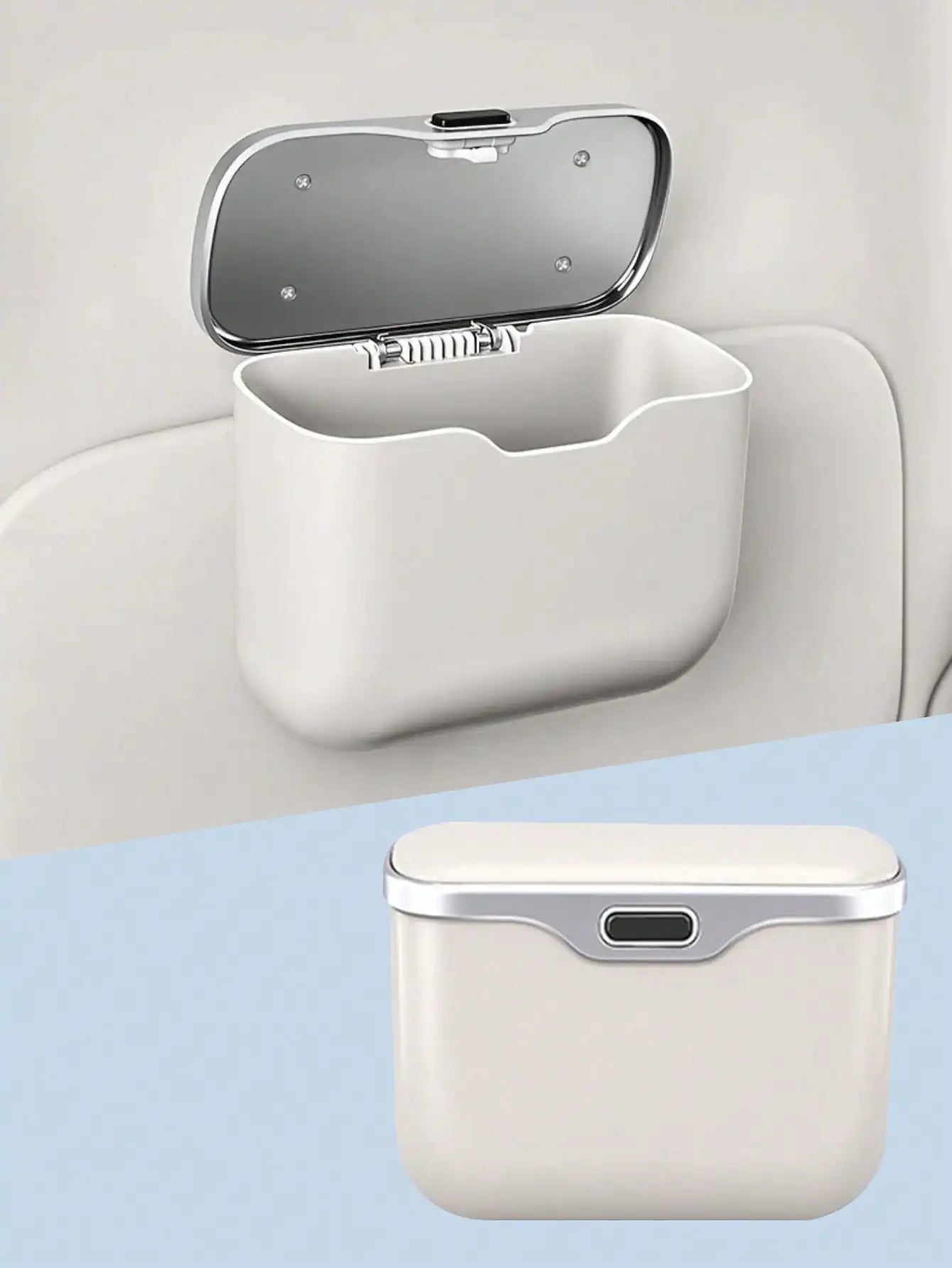 Multi-Functional Car Trash Bin – ABS Vehicle Trash Can & Storage Organizer - Delicate Leather