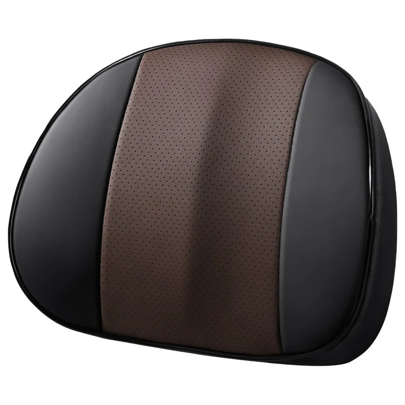Universal Car Headrest and Lumbar Support Pillow – Memory Foam Neck & Waist Cushion for Car Interior - Delicate Leather