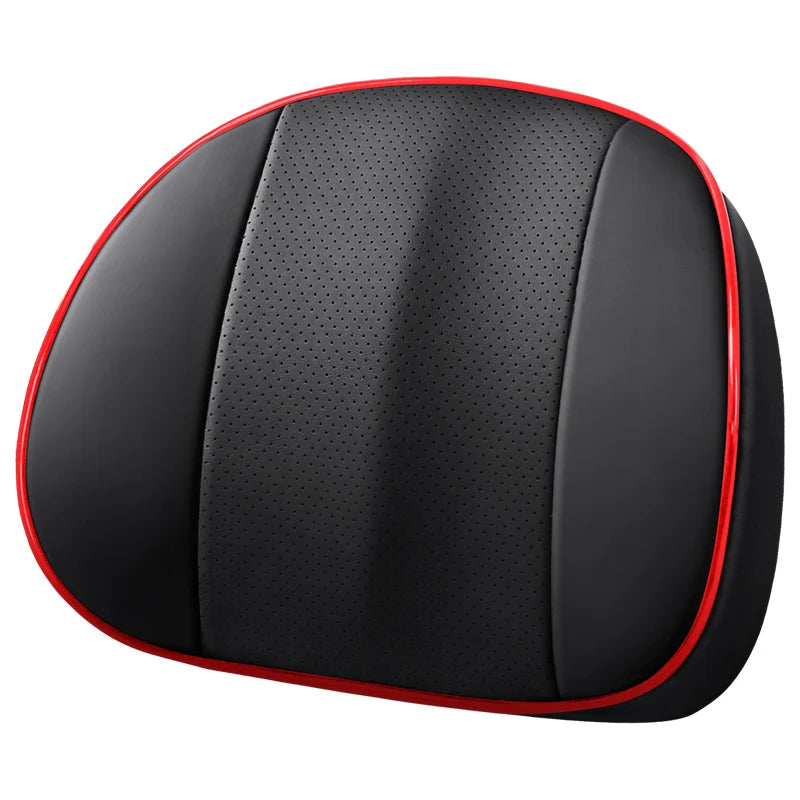 Universal Car Headrest and Lumbar Support Pillow – Memory Foam Neck & Waist Cushion for Car Interior - Delicate Leather