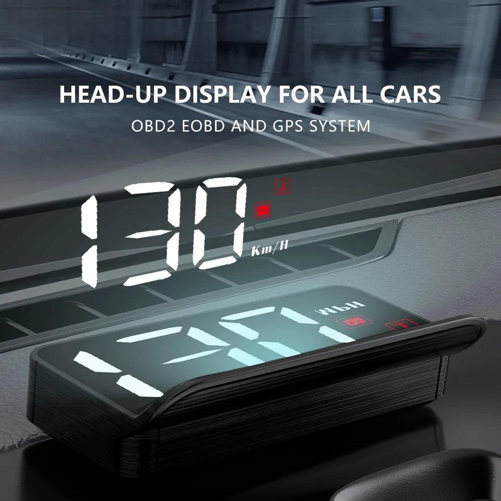 OBD2 HUD Car Head-Up Display | Digital Speedometer & Windshield Projector for Auto Accessories M3 (SP19) - Delicate Leather