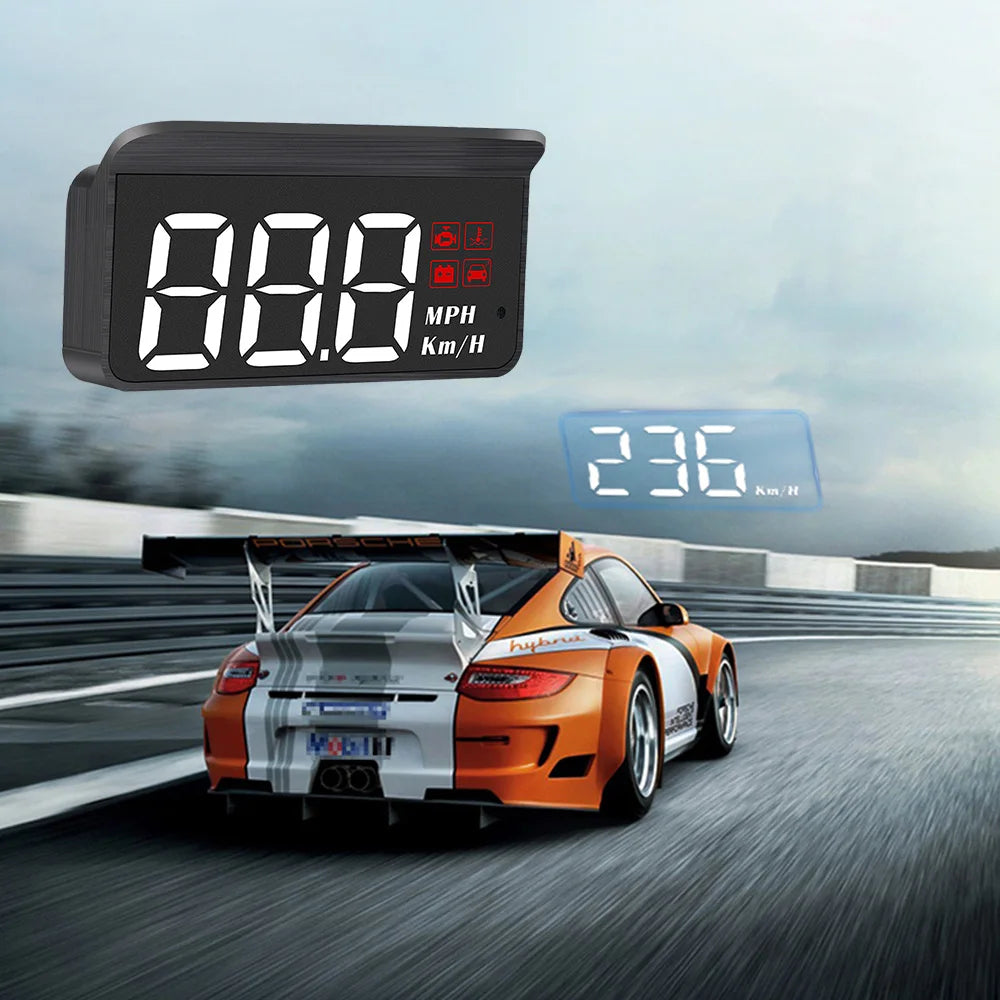 OBD2 HUD Car Head-Up Display | Digital Speedometer & Windshield Projector for Auto Accessories M3 (SP19) - Delicate Leather