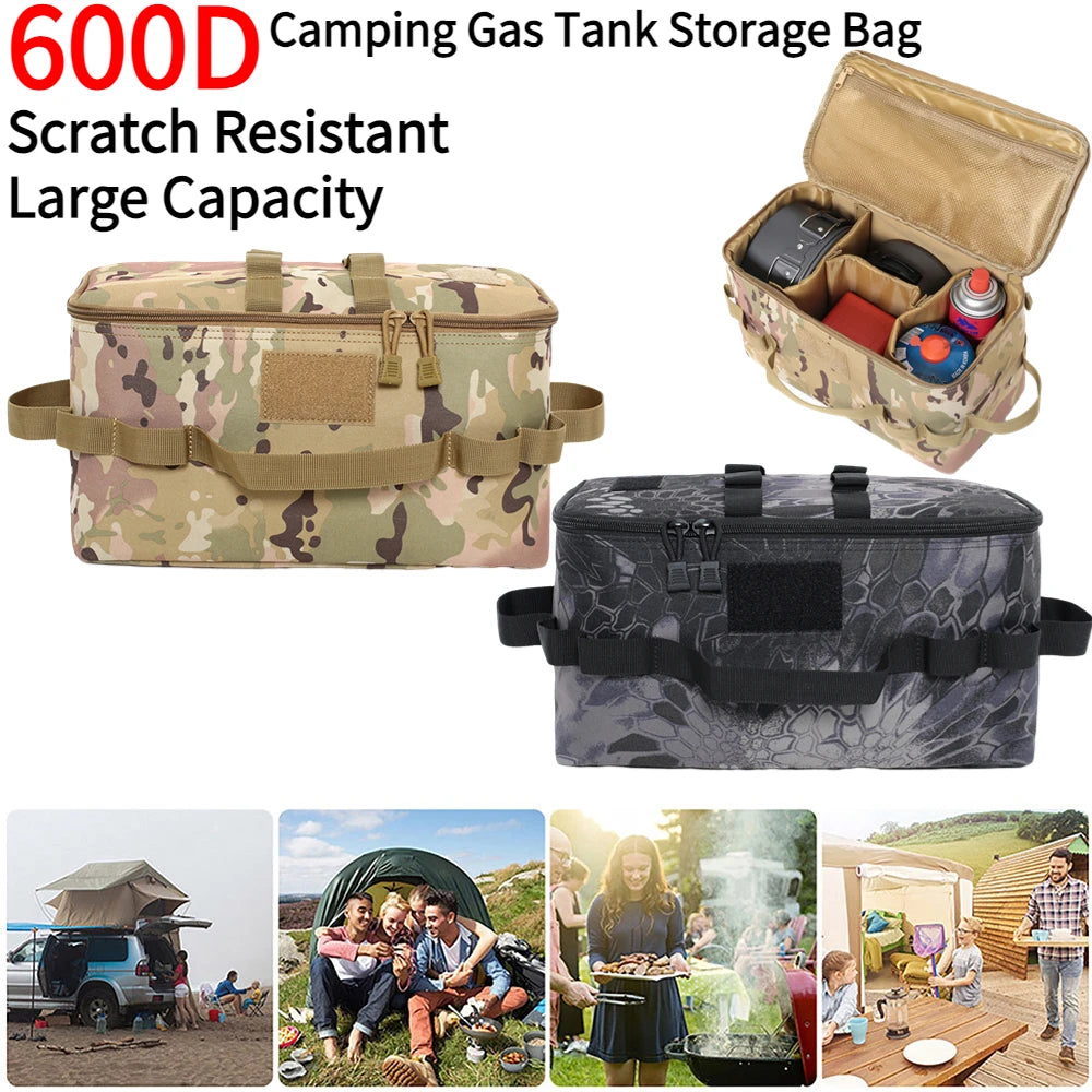 600D Camping Gas Tank Storage Bag: Scratch-Resistant Large Capacity Camping Bag for Storing Outdoor Camping Equipment and Gas Tanks - Delicate Leather
