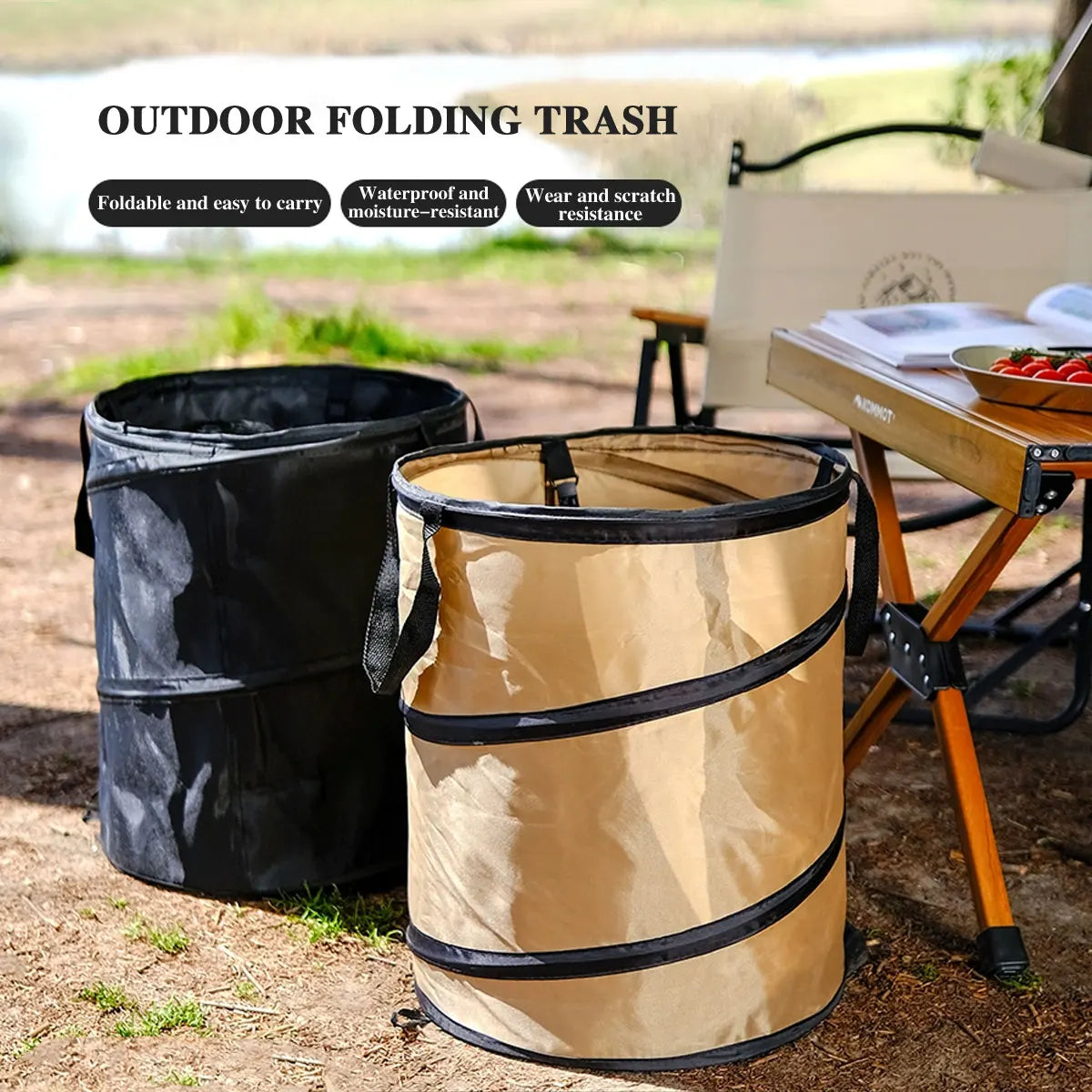 1pc Pop-up Trash Can, Collapsible Car Garbage Can, Car Trash Bag with Elastic Band Hanging, Car Waste Basket with Velcro - Delicate Leather