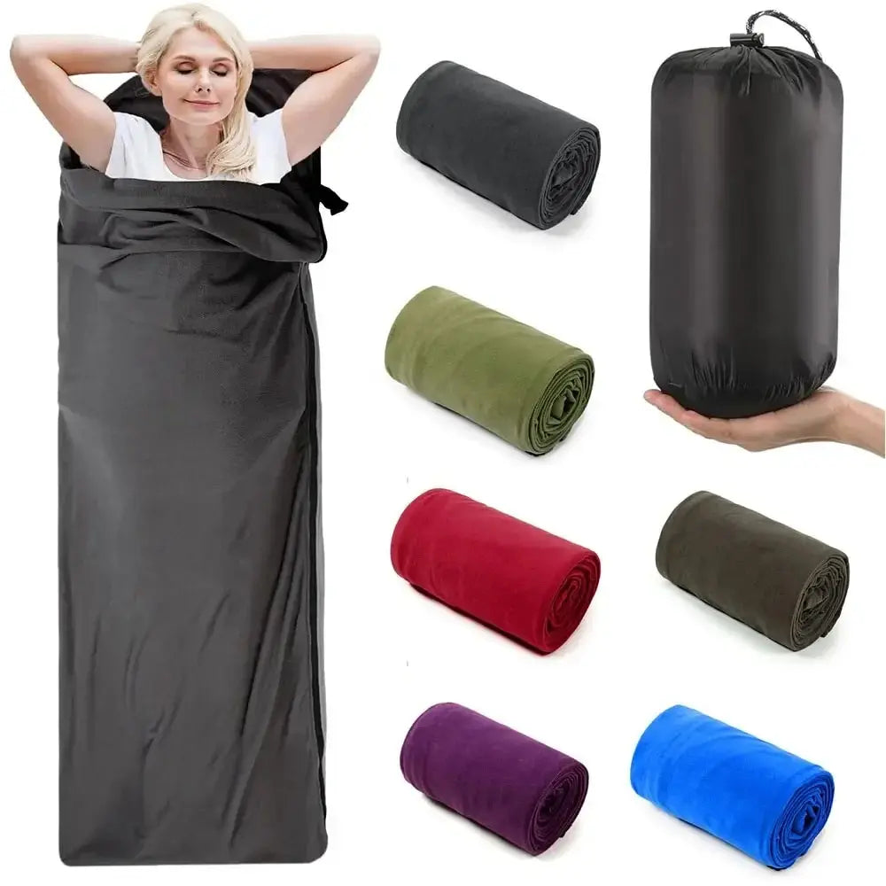 Portable Ultra-Light Fleece Sleeping Bag Polar Travel Sheets for Adults, Ideal for Outdoor Camping. Provides Warmth and Comfort as a Sleeping Bag Liner - Delicate Leather