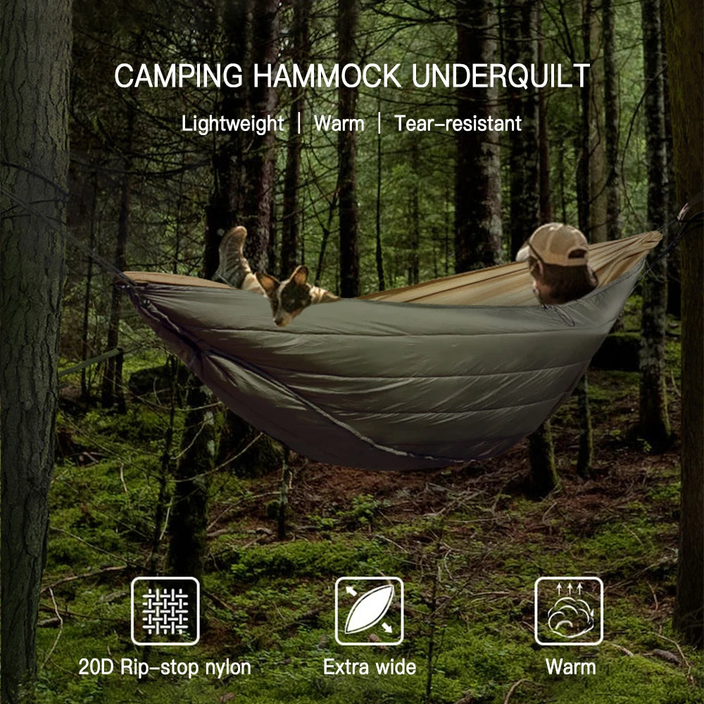 Multifunctional Hammock Underquilt Sleeping Bag Winter Warm Hammock Under Blanket Poncho, Ideal for Camping, Traveling, and Swinging. Includes Convenient Storage Bag - Delicate Leather