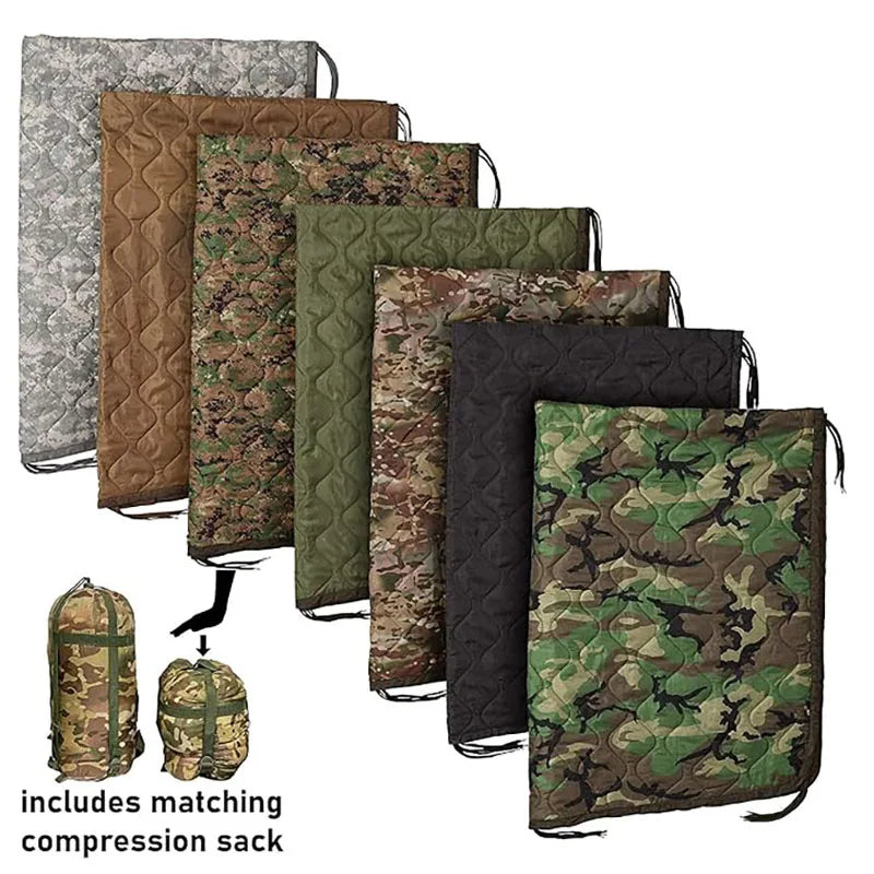 Woobie Blanket with Zipper Military Sleeping Bag with Compression Bag, Ideal for Hiking, Outdoor Survival, Camping, and Army Poncho Liner Use - Delicate Leather
