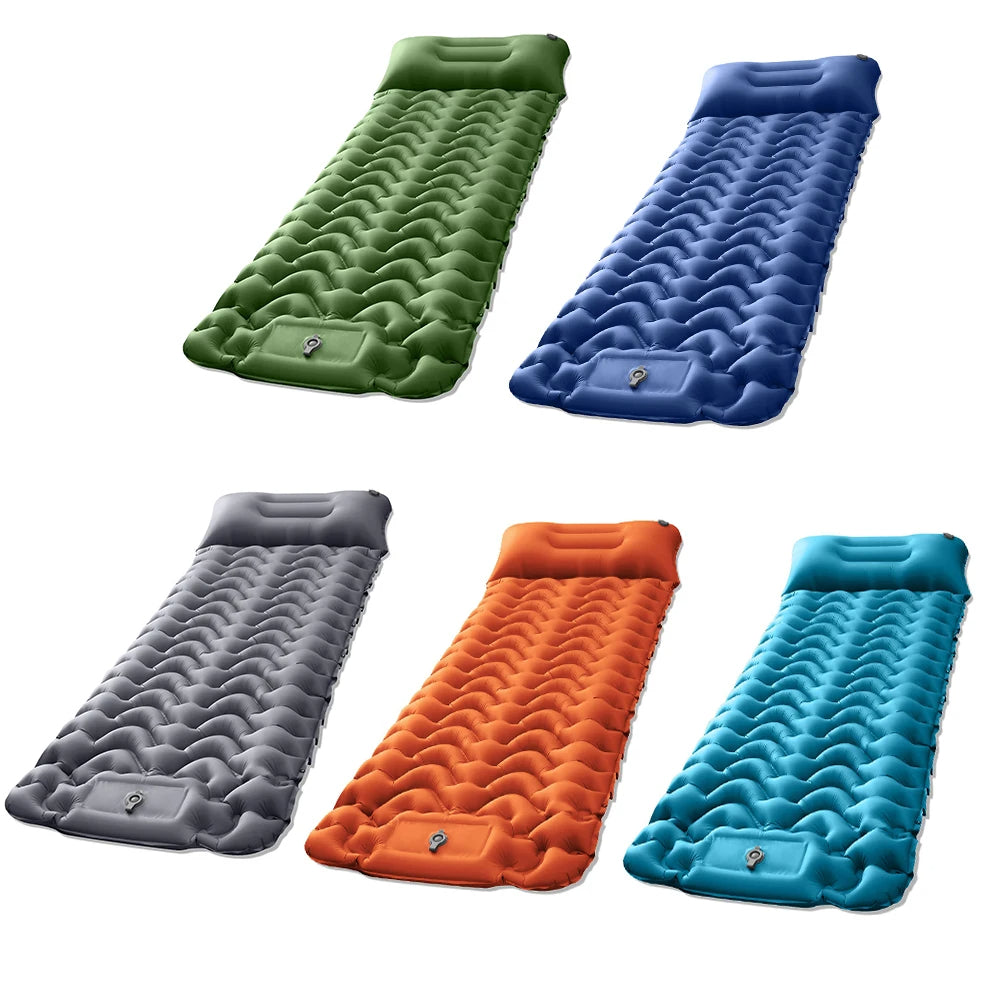 Double-Layer Ultralight Camping Air Mattress: Nylon Foldable Inflatable Air Cushion for Trekking. Wear-Resistant Sleeping Pad Ideal for Outdoor Adventures - Delicate Leather