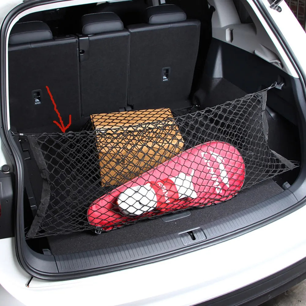 Car-Styling Boot String Mesh Elastic Nylon Rear Back Cargo Trunk Storage Organizer Luggage Net Holder Auto Accessory - Delicate Leather
