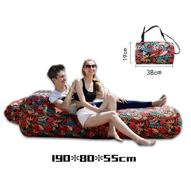 Portable Camping Inflatable Sofa Air Lounger for Outdoor Relaxation, Waterproof and Floating Design Ideal for Beach Lounging and Lazy Days Outdoors - Delicate Leather