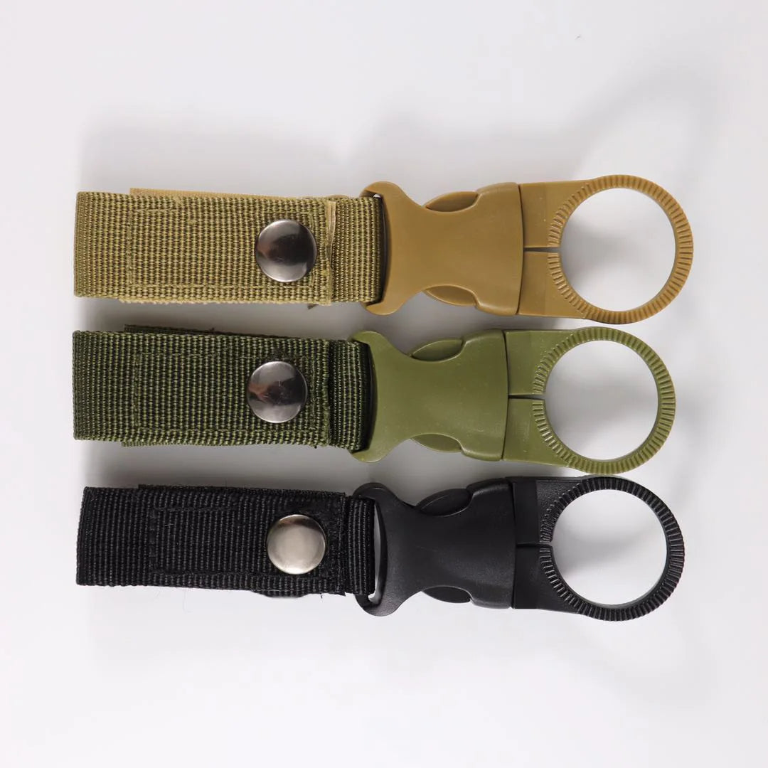 Multifunctional Water Bottle Holder Climbing Carabiner Belt Backpack Hanger Hooks Clip with Nylon Webbing Buckle Hook, Ideal for Outdoor Activities - Delicate Leather