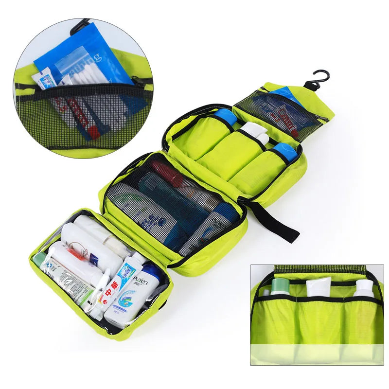 Multi-functional Waterproof Hanging Cosmetic Travel Bag Toiletry Wash Bag, Men's, Size: 24, Green