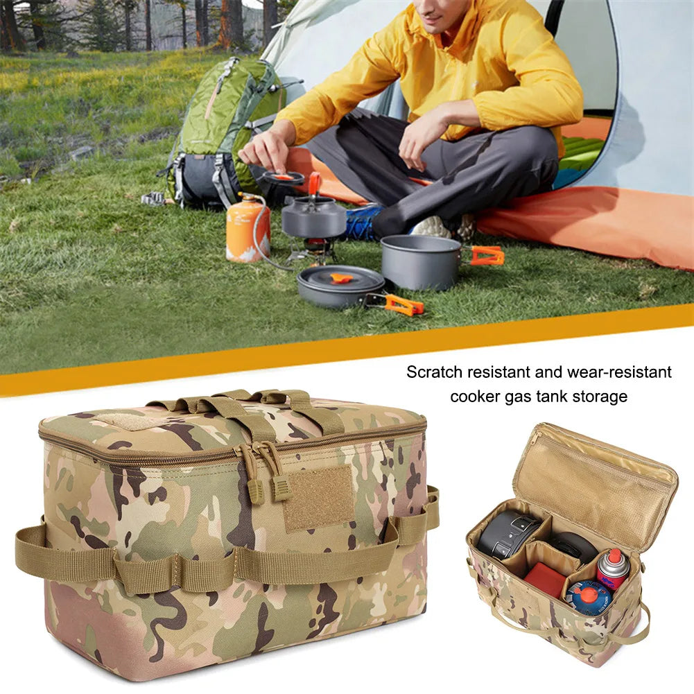 600D Camping Gas Tank Storage Bag: Scratch-Resistant Large Capacity Camping Bag for Storing Outdoor Camping Equipment and Gas Tanks - Delicate Leather