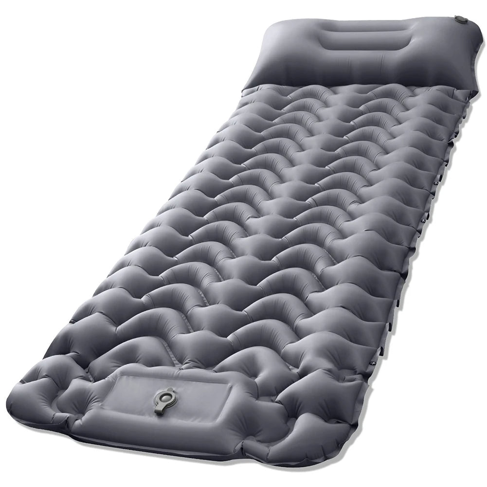 Double-Layer Ultralight Camping Air Mattress: Nylon Foldable Inflatable Air Cushion for Trekking. Wear-Resistant Sleeping Pad Ideal for Outdoor Adventures - Delicate Leather