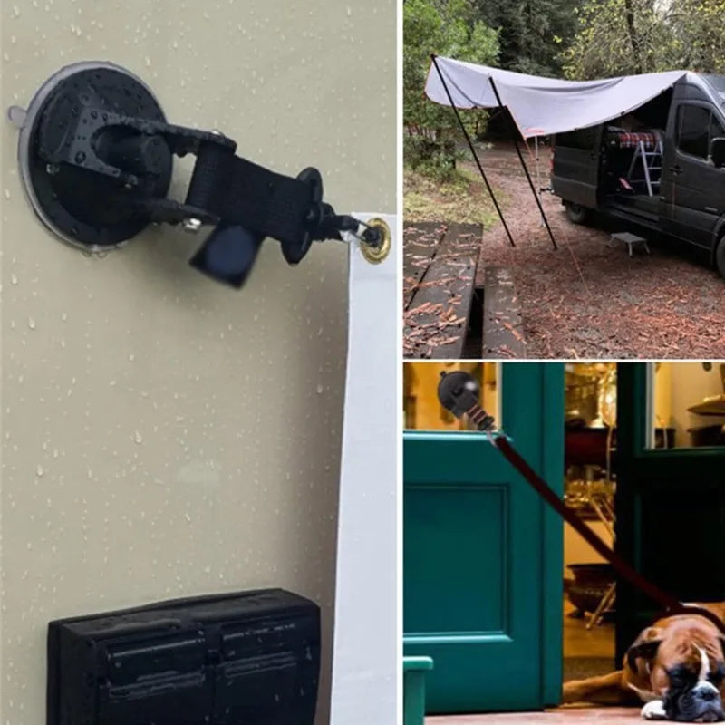 4Pcs Car Truck Tent Suction Cups Buckle: Round and Triangular Anchors for Securing Outdoor Camping Tents and Awnings, Convenient Car Accessories for Safe and Stable Setup - Delicate Leather