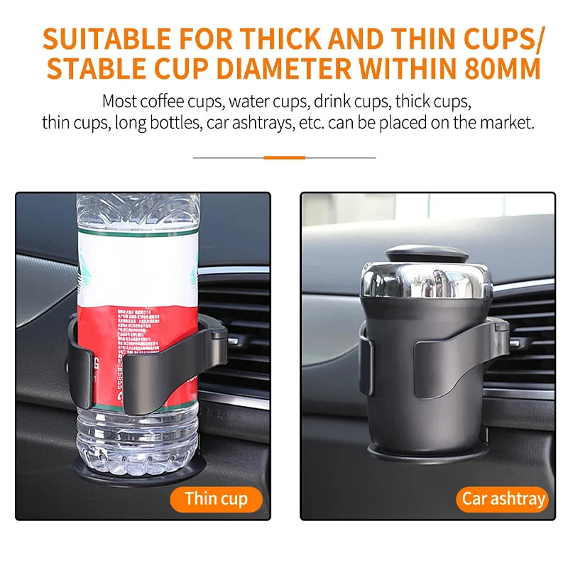 2024 Universal Car Vent Cup Holder: Adjustable Horizontal Stand with Clips for Mugs, Juice, and Water Bottles - Multifunctional Auto Drink Holder - Delicate Leather