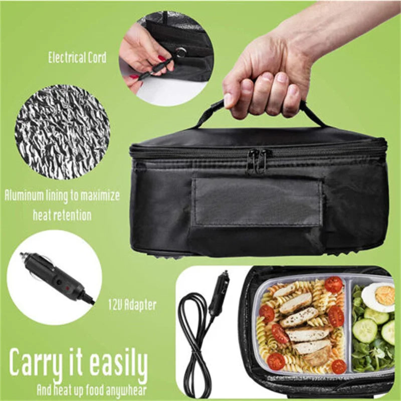 Portable Mini Car Microwave: 12V Electric Oven for Fast Heating, Ideal for Picnics, Travel, Camping, and Food Cooking on the Go - Delicate Leather