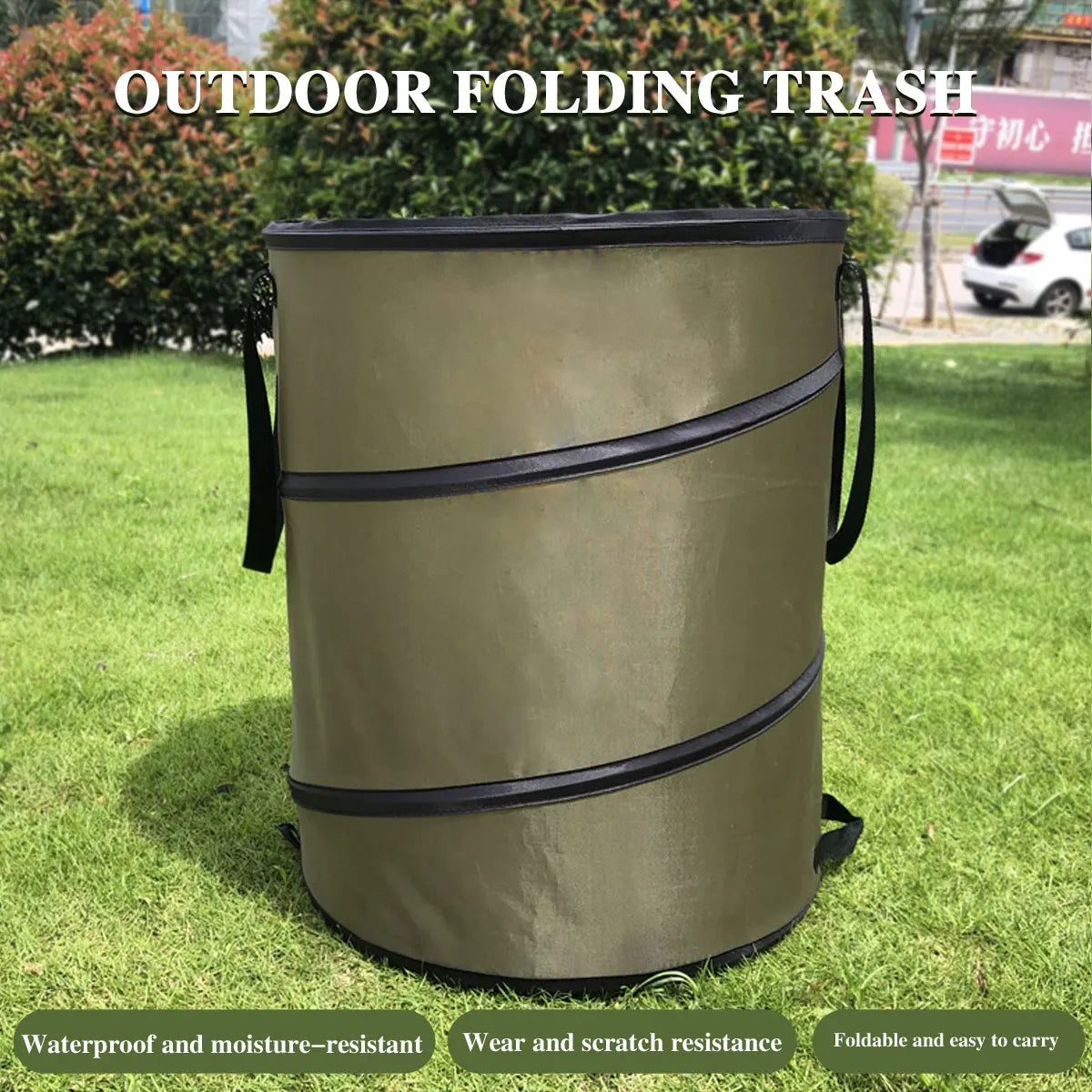1pc Pop-up Trash Can, Collapsible Car Garbage Can, Car Trash Bag with Elastic Band Hanging, Car Waste Basket with Velcro