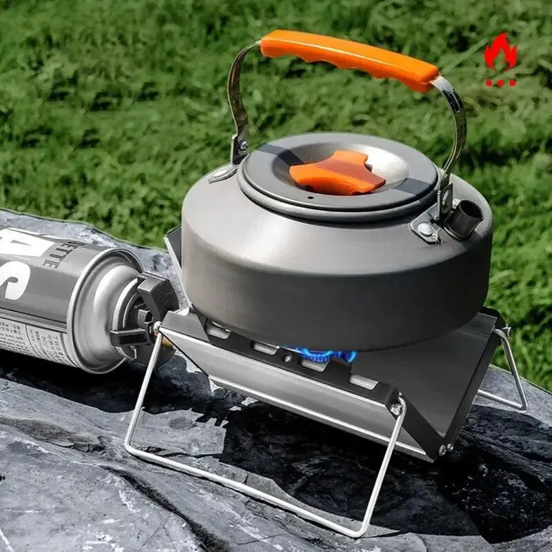 Folding Cassette Stove 2600W: Portable Outdoor Camping Gas Stove, Lightweight Picnic Travel Cooker with Windproof Design - Delicate Leather
