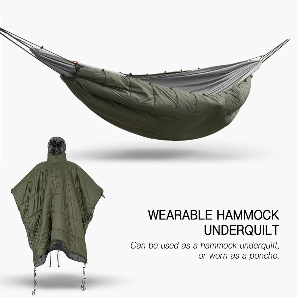 Multifunctional Hammock Underquilt Sleeping Bag Winter Warm Hammock Under Blanket Poncho, Ideal for Camping, Traveling, and Swinging. Includes Convenient Storage Bag - Delicate Leather
