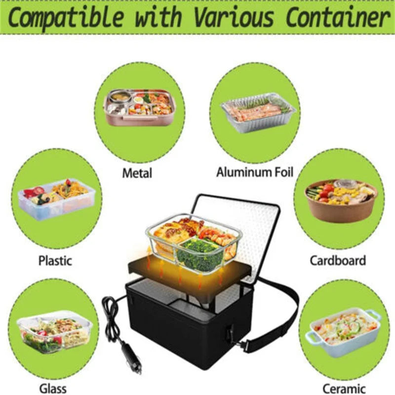 Portable Mini Car Microwave: 12V Electric Oven for Fast Heating, Ideal for Picnics, Travel, Camping, and Food Cooking on the Go - Delicate Leather