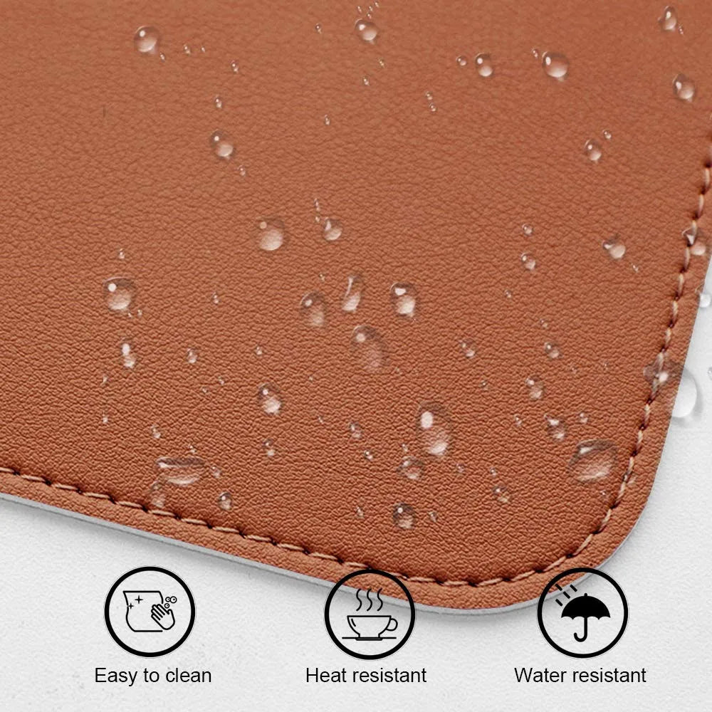 Table Mat Camping Wood Roll Table Mat PU Leather Thicken Waterproof Heat-Resistant Wooden Desk Pad For Outdoor Picnic BBQ - Delicate Leather