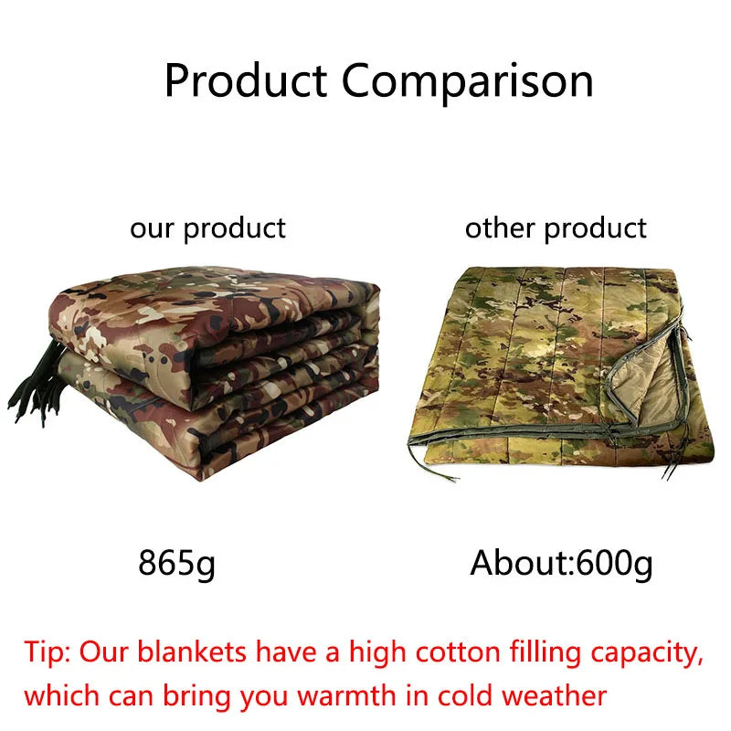 Woobie Blanket with Zipper Military Sleeping Bag with Compression Bag, Ideal for Hiking, Outdoor Survival, Camping, and Army Poncho Liner Use