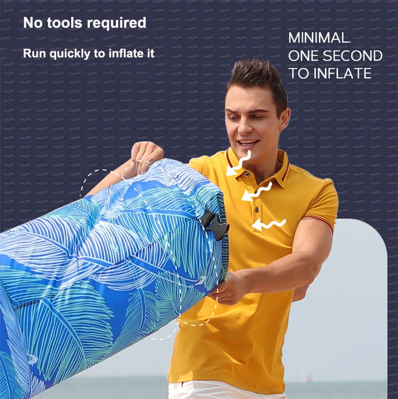 Portable Camping Inflatable Sofa Air Lounger for Outdoor Relaxation, Waterproof and Floating Design Ideal for Beach Lounging and Lazy Days Outdoors - Delicate Leather