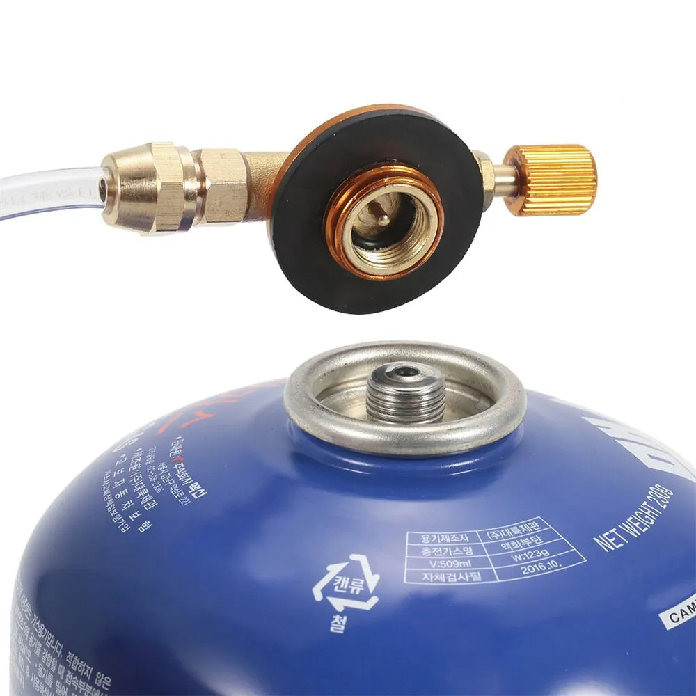 Outdoor Camping Gas Stove Propane Refill Adapter: Cylinder Converter Filling Tank Coupler Accessories for Convenient Gas Refills - Delicate Leather