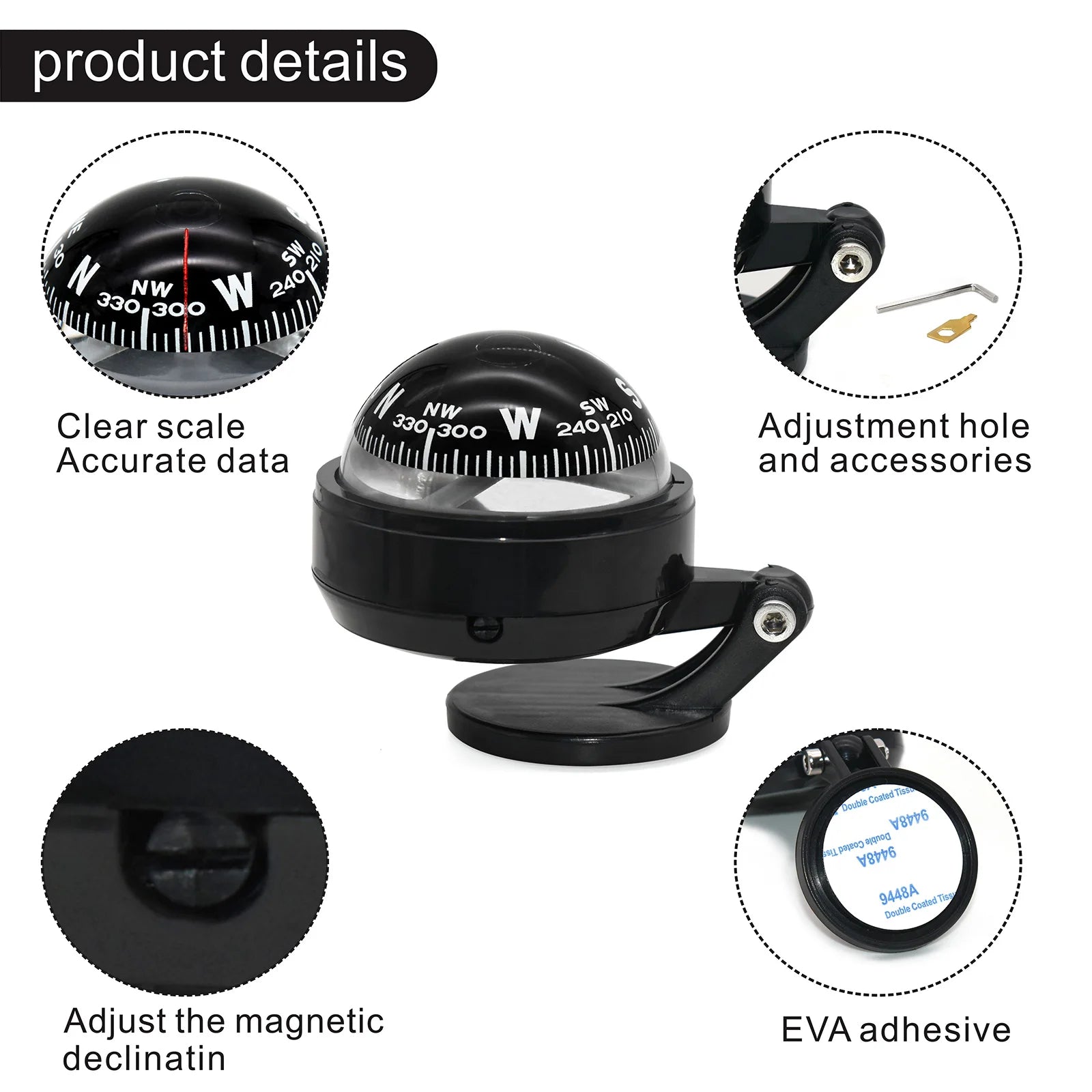 Mini Waterproof Electronic Navigation Compass, Essential Camping Gear, Small Guide Ball for Marine, Boat, and Vehicle Navigation - Delicate Leather