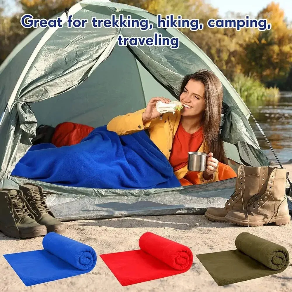 Portable Ultra-Light Fleece Sleeping Bag Polar Travel Sheets for Adults, Ideal for Outdoor Camping. Provides Warmth and Comfort as a Sleeping Bag Liner - Delicate Leather