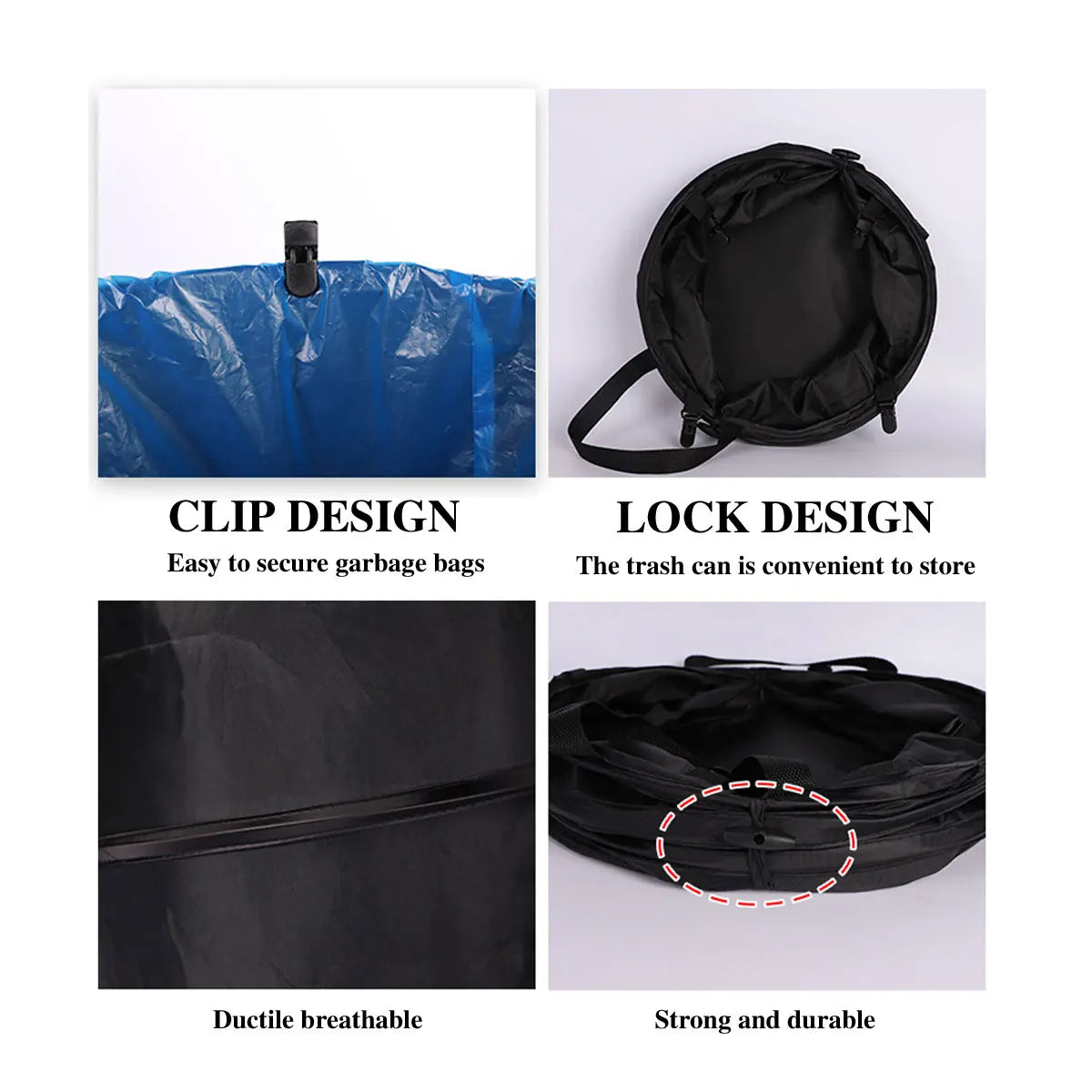 1pc Pop-up Trash Can, Collapsible Car Garbage Can, Car Trash Bag with Elastic Band Hanging, Car Waste Basket with Velcro
