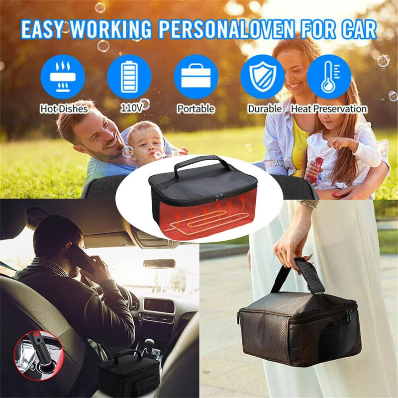 Portable Mini Car Microwave: 12V Electric Oven for Fast Heating, Ideal for Picnics, Travel, Camping, and Food Cooking on the Go - Delicate Leather