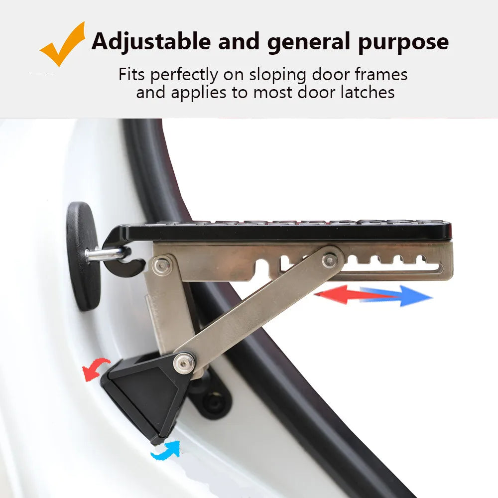 2024 Upgraded Universal Fit Car Door Step: Adjustable Foldable Roof Rack Door Step with 7 Gears, Both Feet Stand Pedal Ladder, Max Load 500 lbs - Provides Roof Access for Cars, SUVs, and Trucks - Delicate Leather