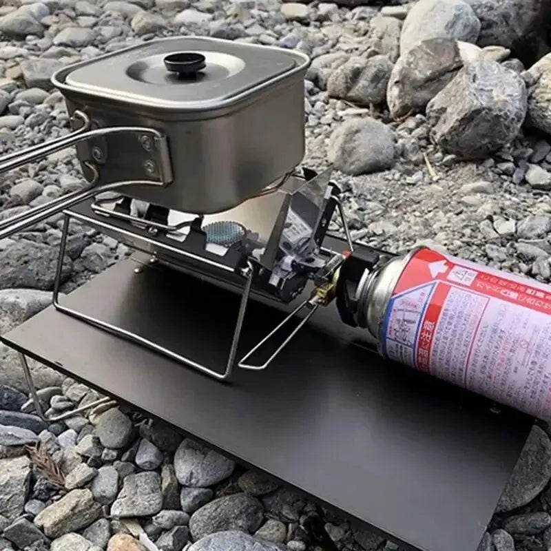 Folding Cassette Stove 2600W: Portable Outdoor Camping Gas Stove, Lightweight Picnic Travel Cooker with Windproof Design - Delicate Leather